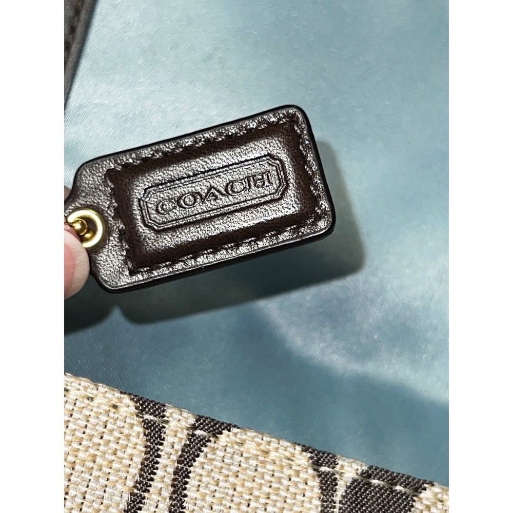 Coach Kristin Signature Canvas Wristlet Brown Tan Gold Clutch - Picture 7 of 8
